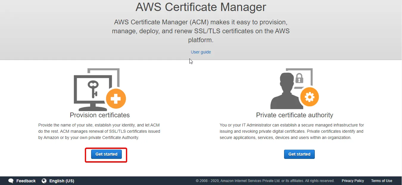 Creating SSL certificate in AWS ACM Step 2