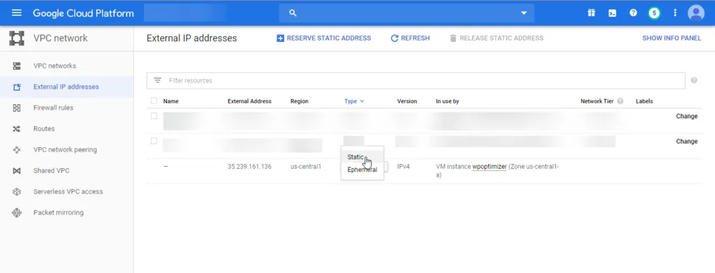 Static IP Confirmation
